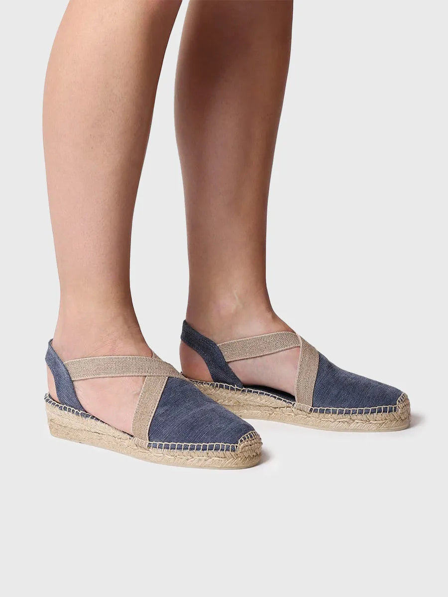 Women's flat vegan espadrilles in cotton fabric