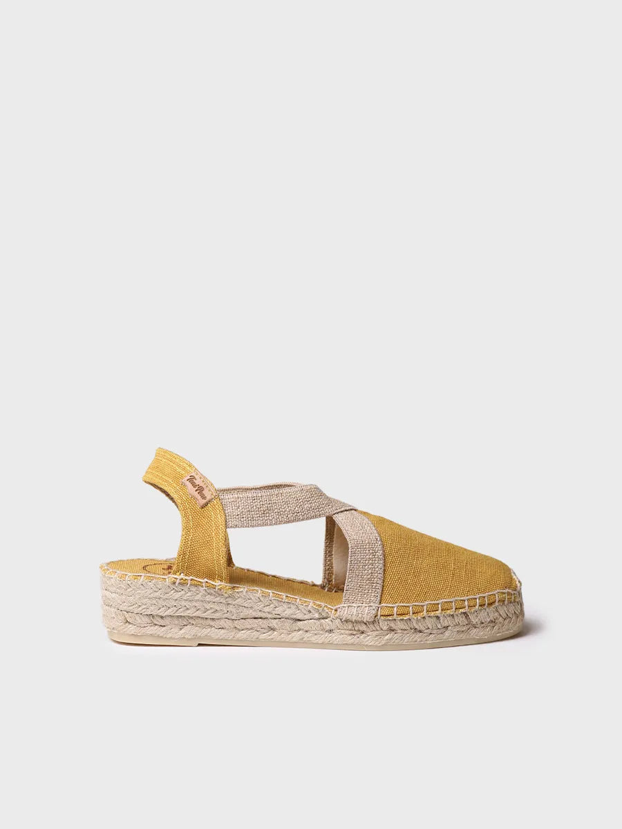 Women's flat vegan espadrilles in cotton fabric