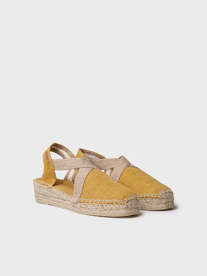 Women's flat vegan espadrilles in cotton fabric