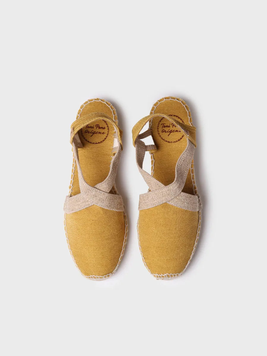 Women's flat vegan espadrilles in cotton fabric