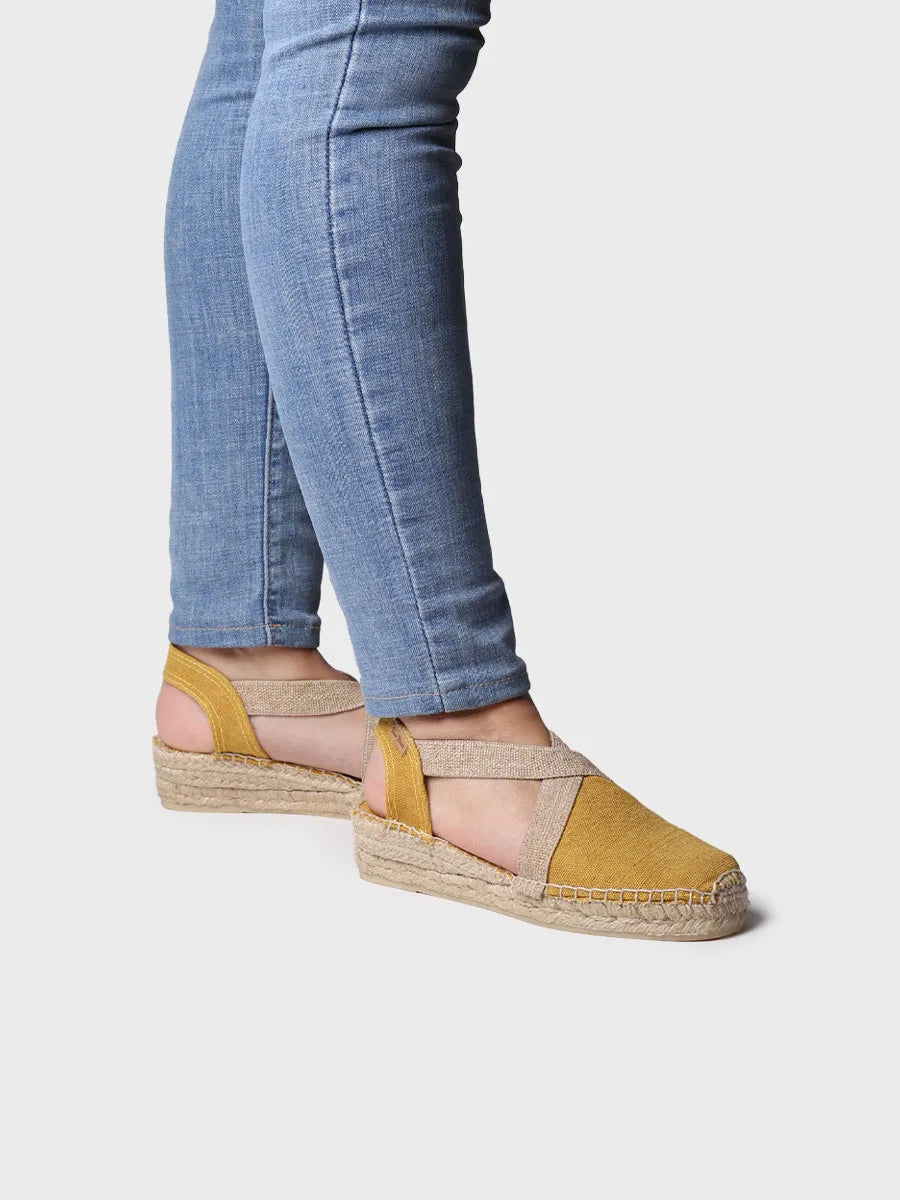 Women's flat vegan espadrilles in cotton fabric