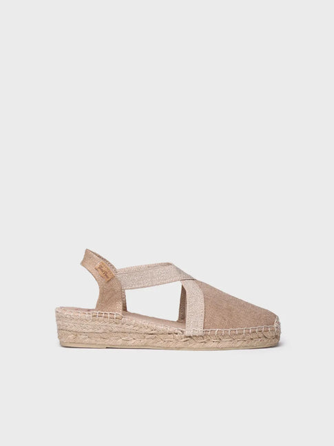 Women's flat vegan espadrilles in cotton fabric