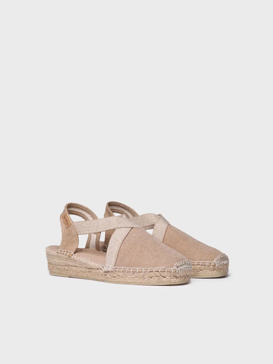 Women's flat vegan espadrilles in cotton fabric