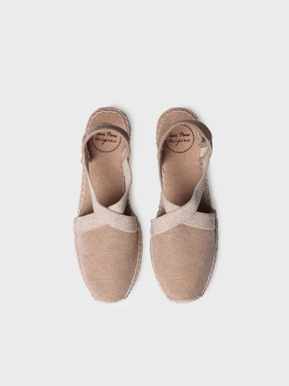 Women's flat vegan espadrilles in cotton fabric