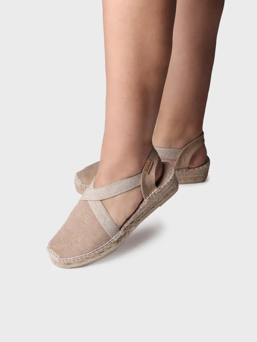 Women's flat vegan espadrilles in cotton fabric