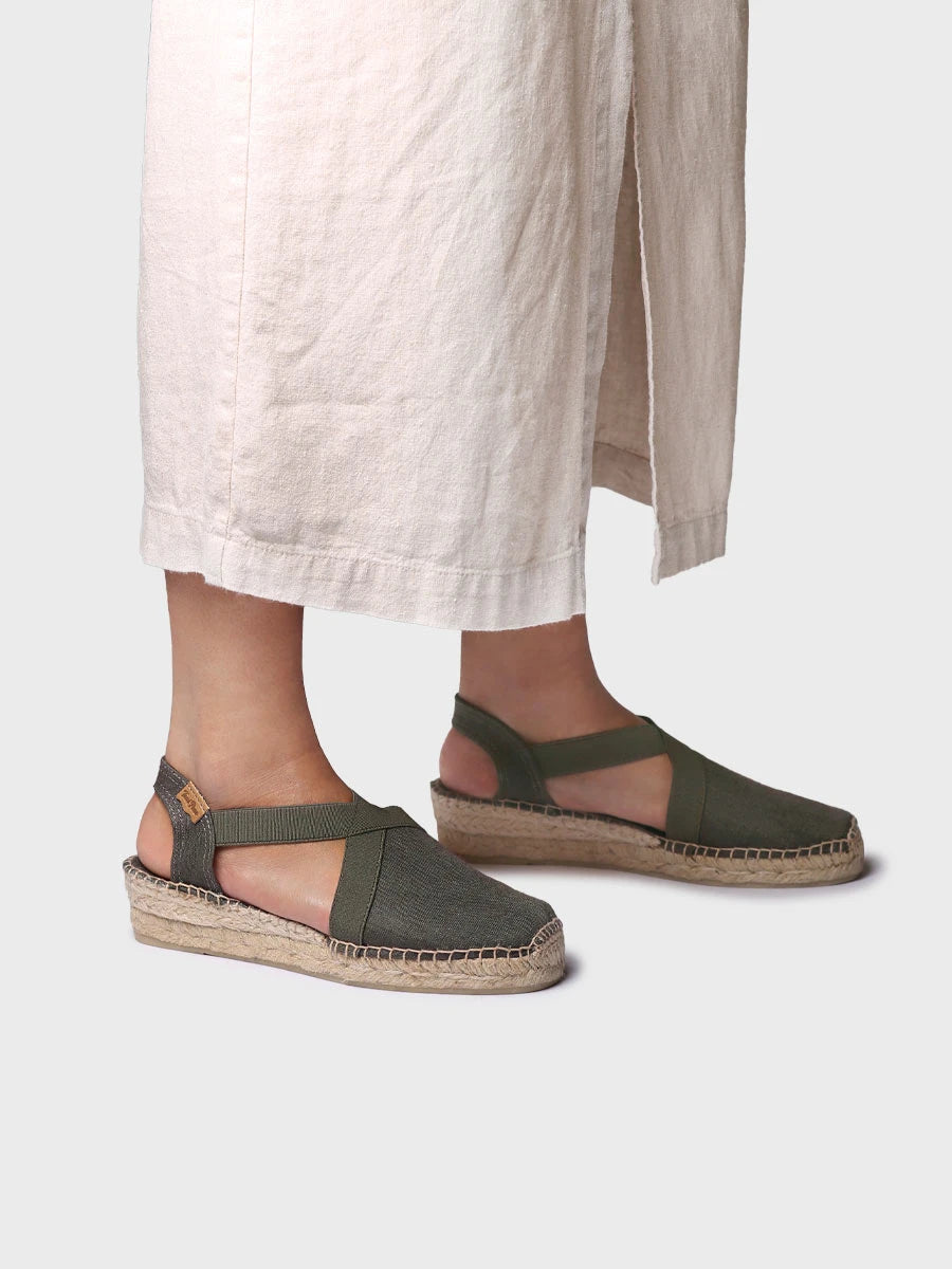 Vegan flat women's espadrille with elastic bands | VERONA