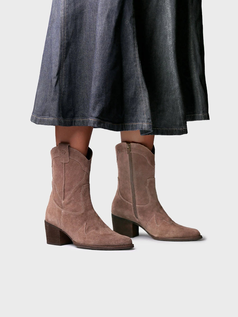 Botines mujer - Botín cowboy en serraje para mujer | VILLENA  - Toni Pons  