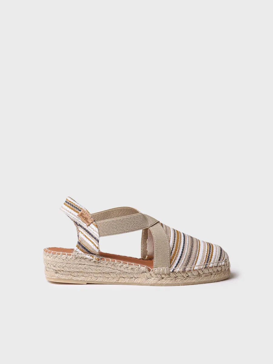 Vegan women's espadrille in striped cotton with wedge