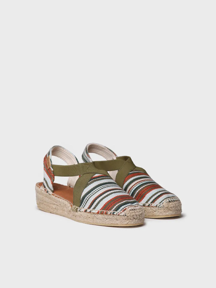 alpargatas mujer - Alpargata vegana de mujer en algodón a rayas con cuña | VINAROS  - Toni Pons  
