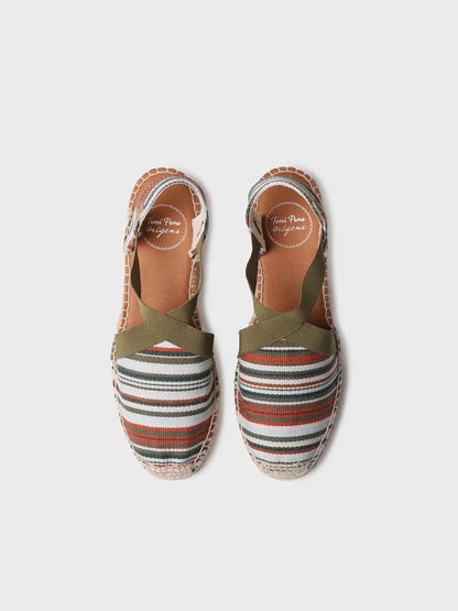 Espadrilles compensées vegan pour femme en coton rayé 