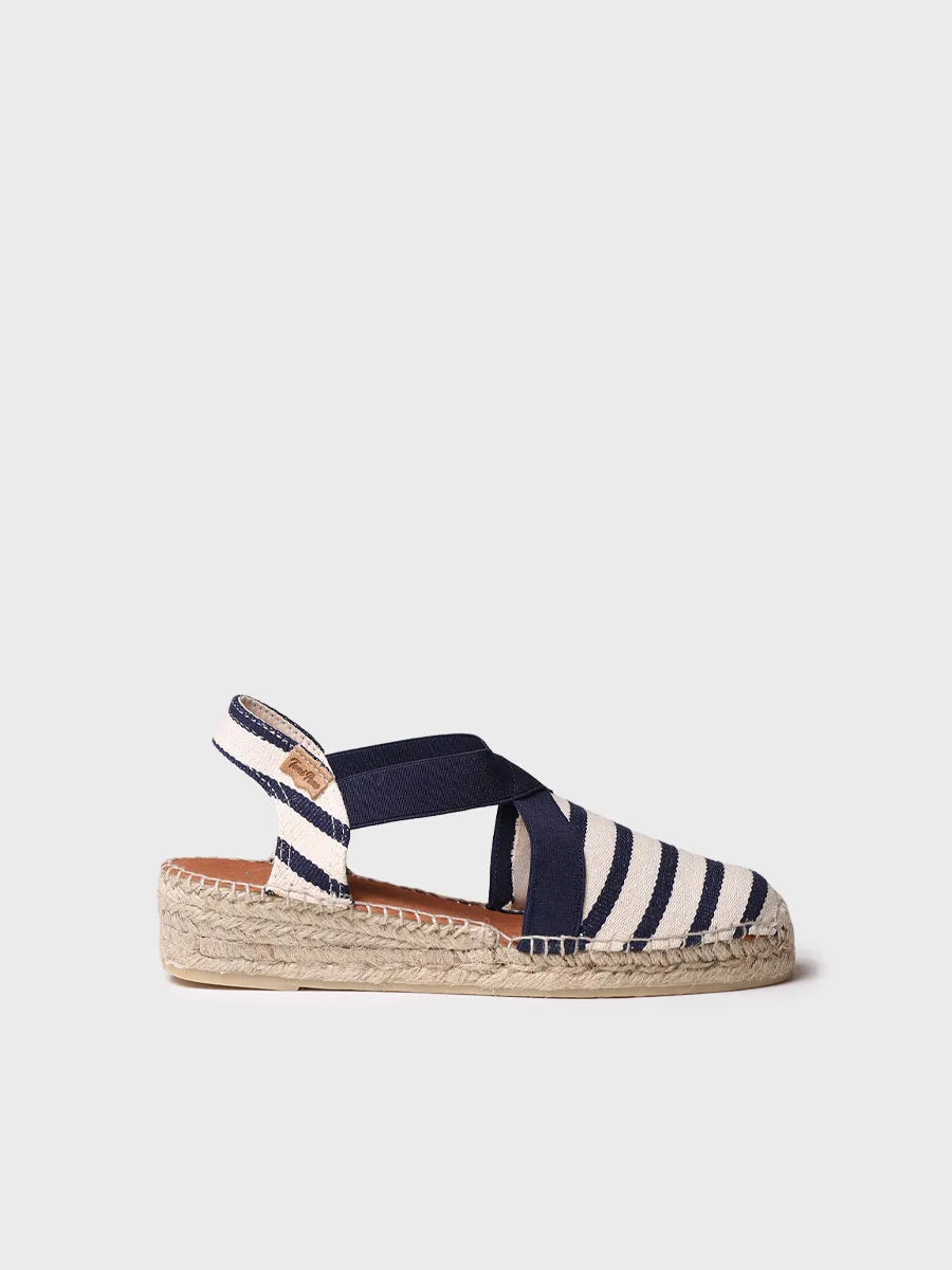 Vegan women's espadrille in striped cotton with wedge