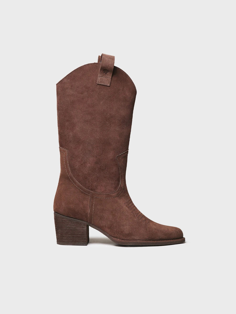 Botines mujer - Bota cowboy alta en serraje para mujer | VITORIA  - Toni Pons  