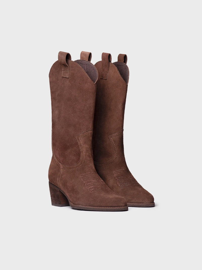 Botines mujer - Bota cowboy alta en serraje para mujer | VITORIA  - Toni Pons  