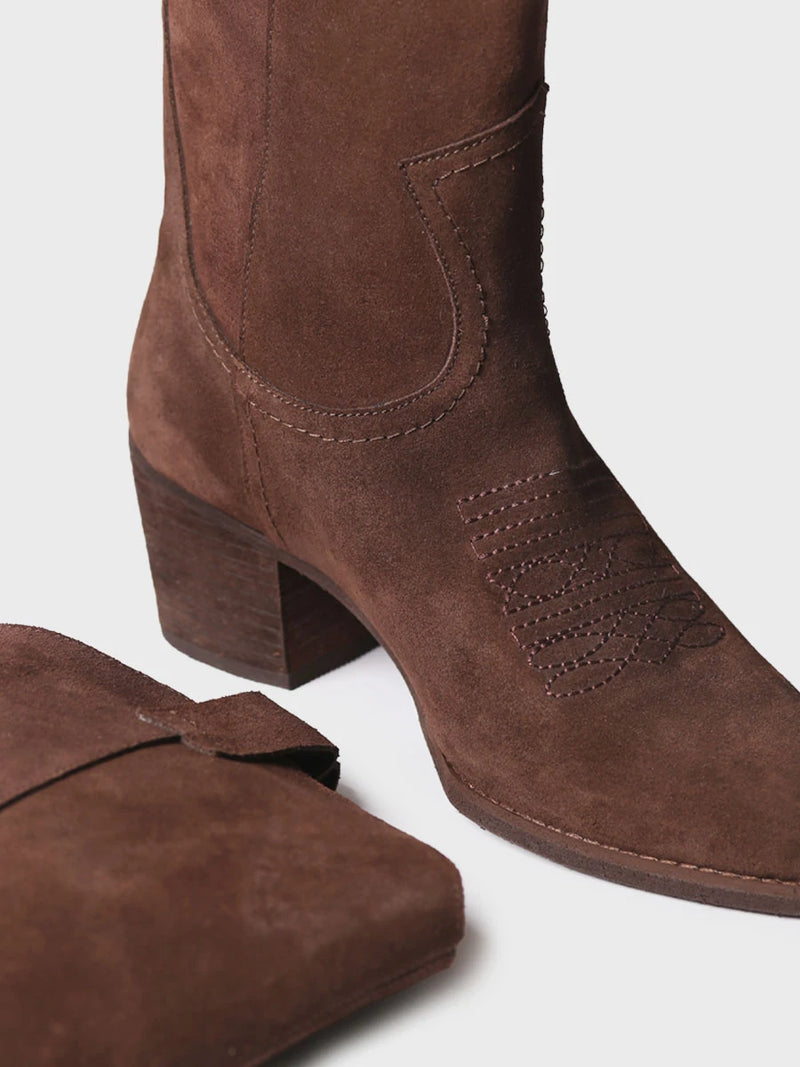 Botines mujer - Bota cowboy alta en serraje para mujer | VITORIA  - Toni Pons  