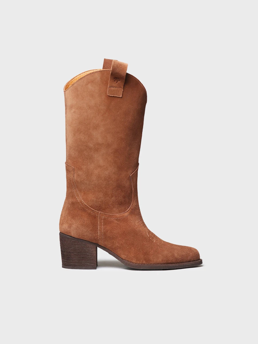 Botines mujer - Bota cowboy alta en serraje para mujer | VITORIA  - Toni Pons  