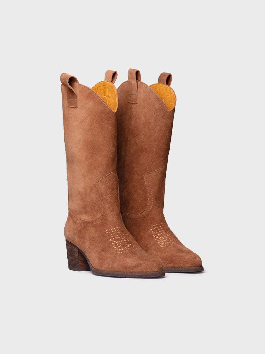 Botines mujer - Bota cowboy alta en serraje para mujer | VITORIA  - Toni Pons  