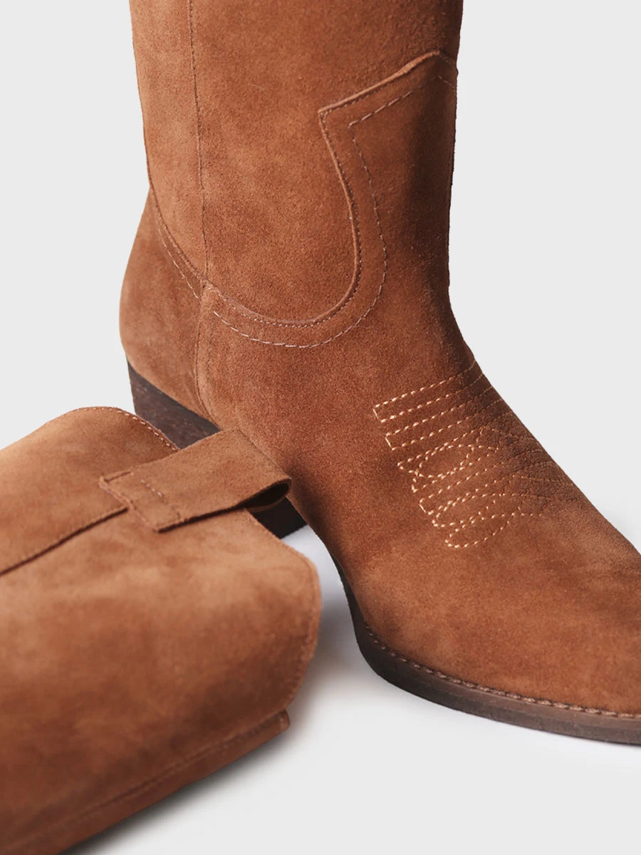 Botines mujer - Bota cowboy alta en serraje para mujer | VITORIA  - Toni Pons  