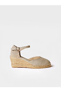 Jute wedge espadrille with buckle in Stone colour - CALDES