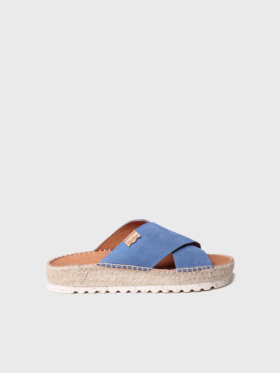 Flat sandal with crossed straps in Indigo colour - BALI-A