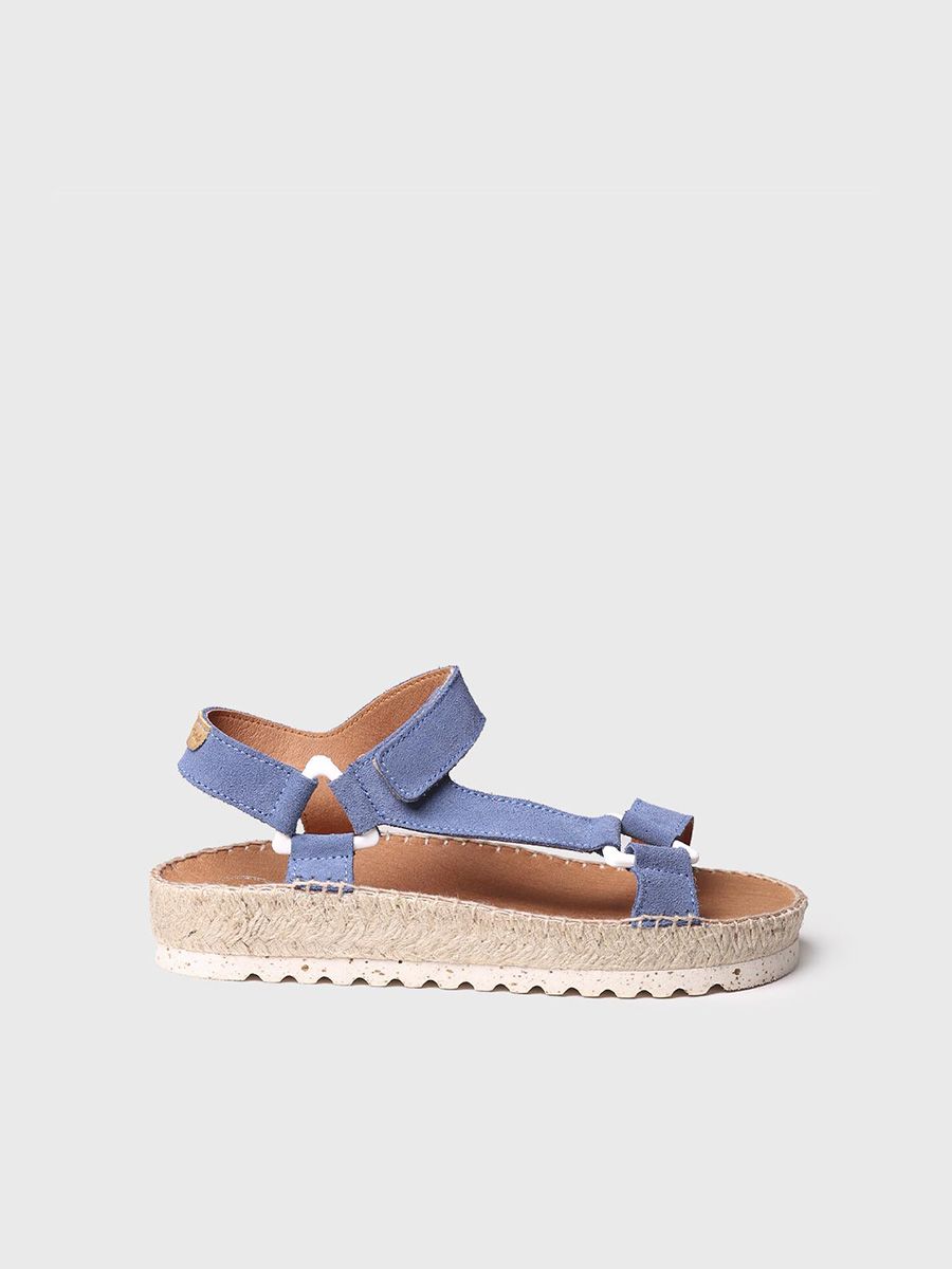 Jute platform sandal in Indigo colour - BRIT-A