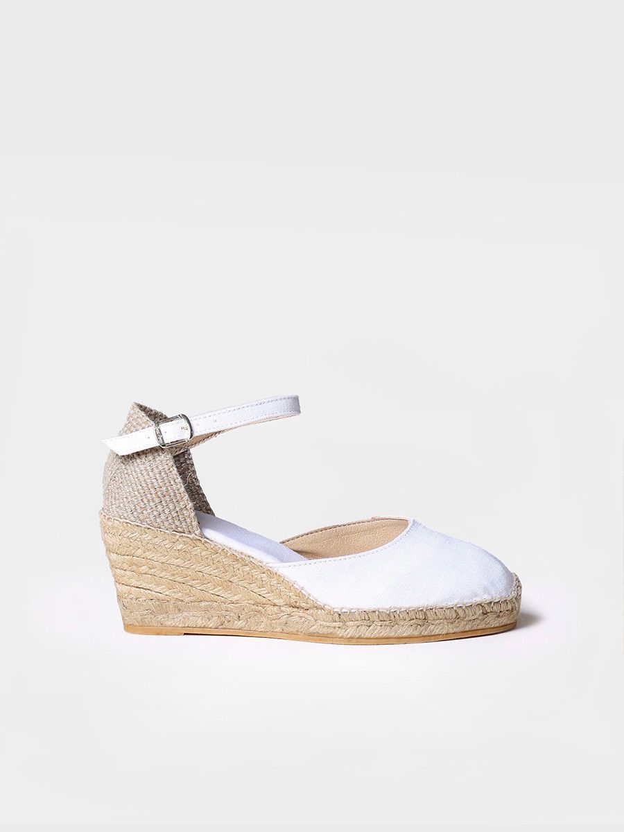 Wedge espadrille in jute with buckle in White colour - CALDES