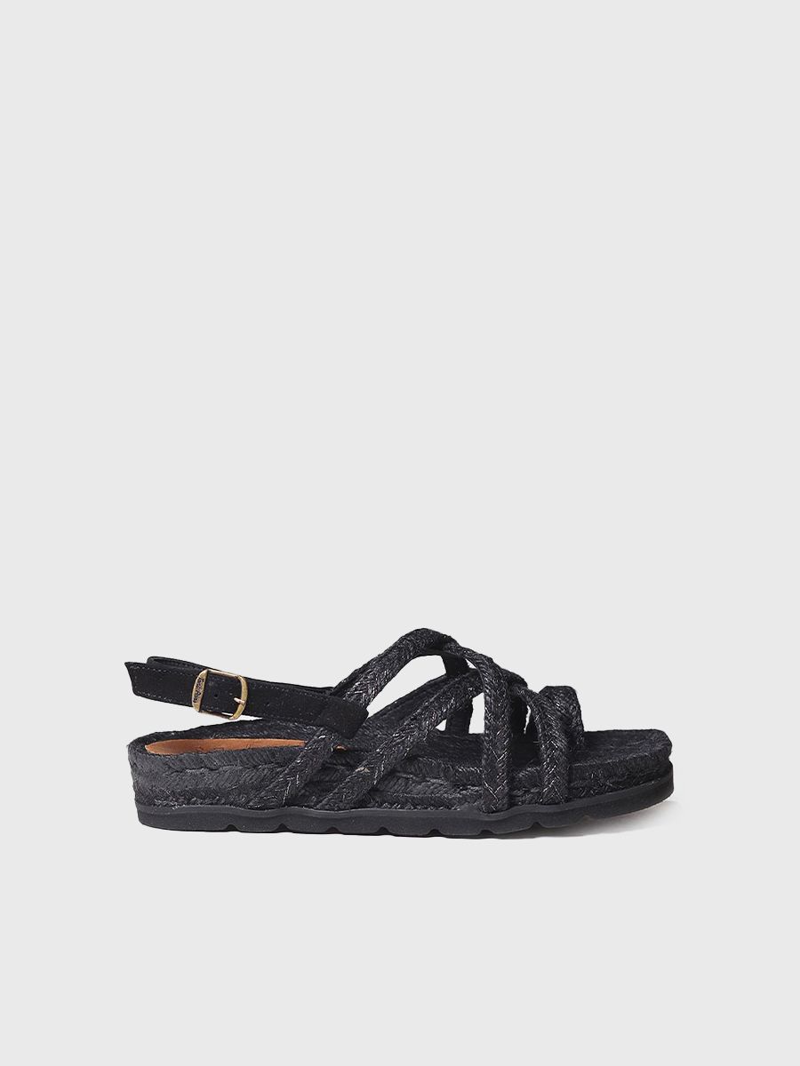 Flat sandal in jute in Black colour - DAISY-TB