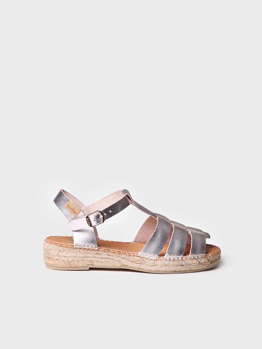 Flat crab sandals in Silver colour - EMMA