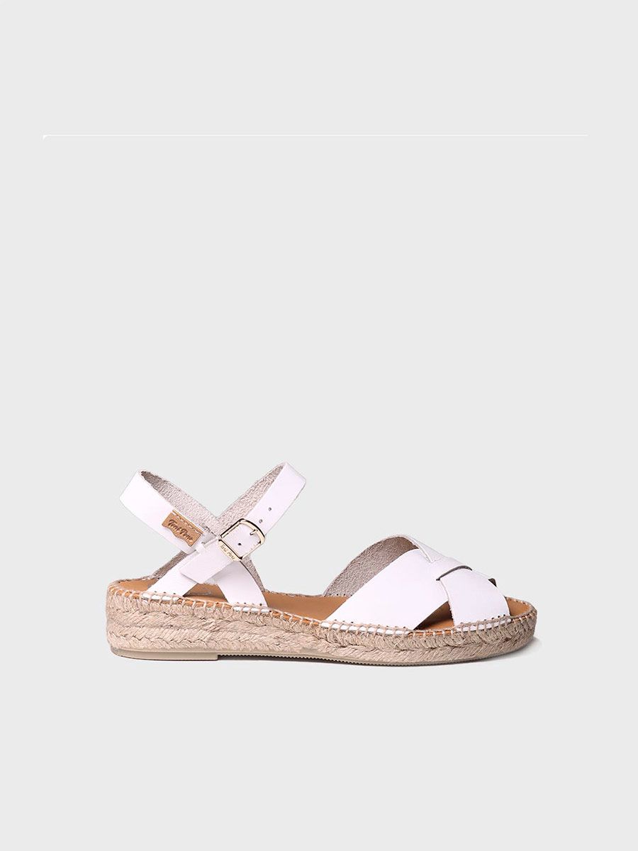 Sandal with buckle in White colour - ESTHER