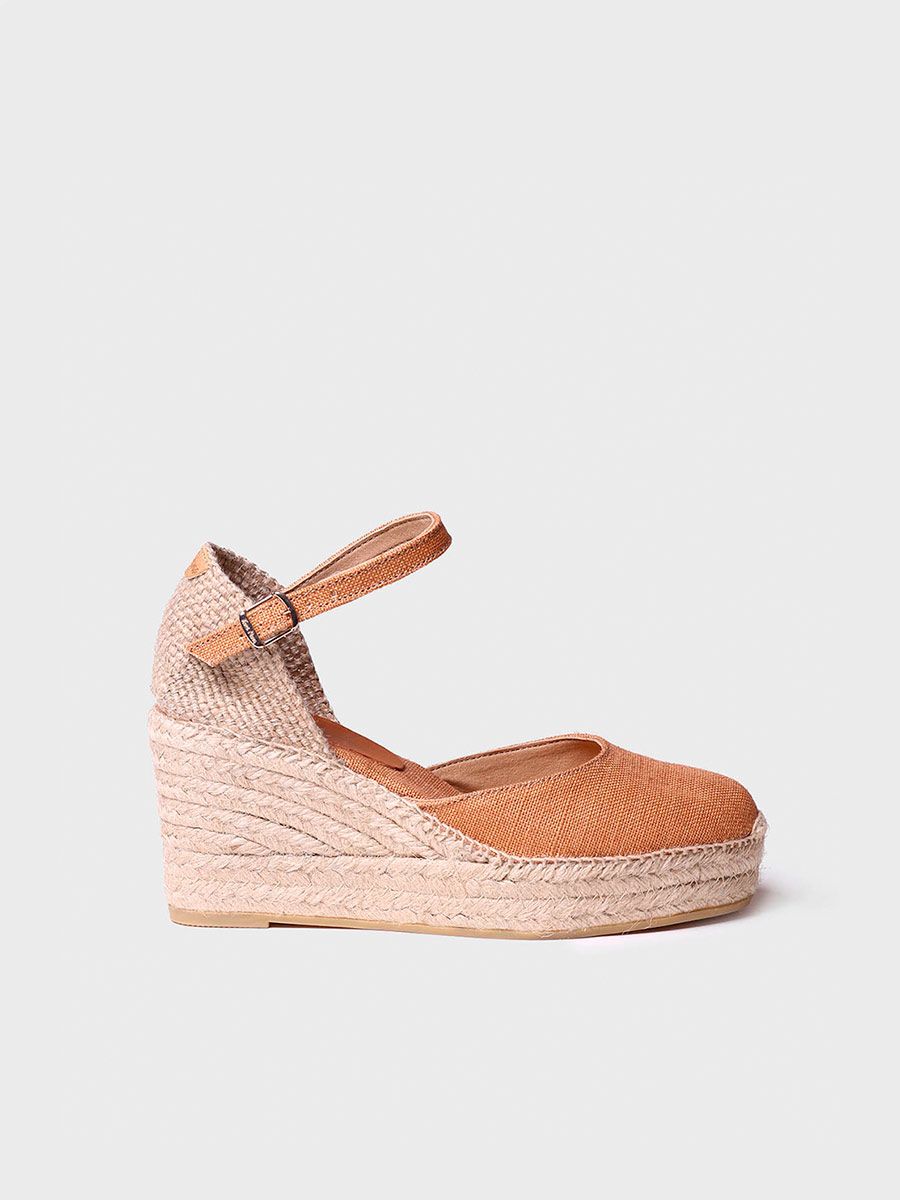 Vegan espadrille with wedge in Tan colour - LAIA-NT