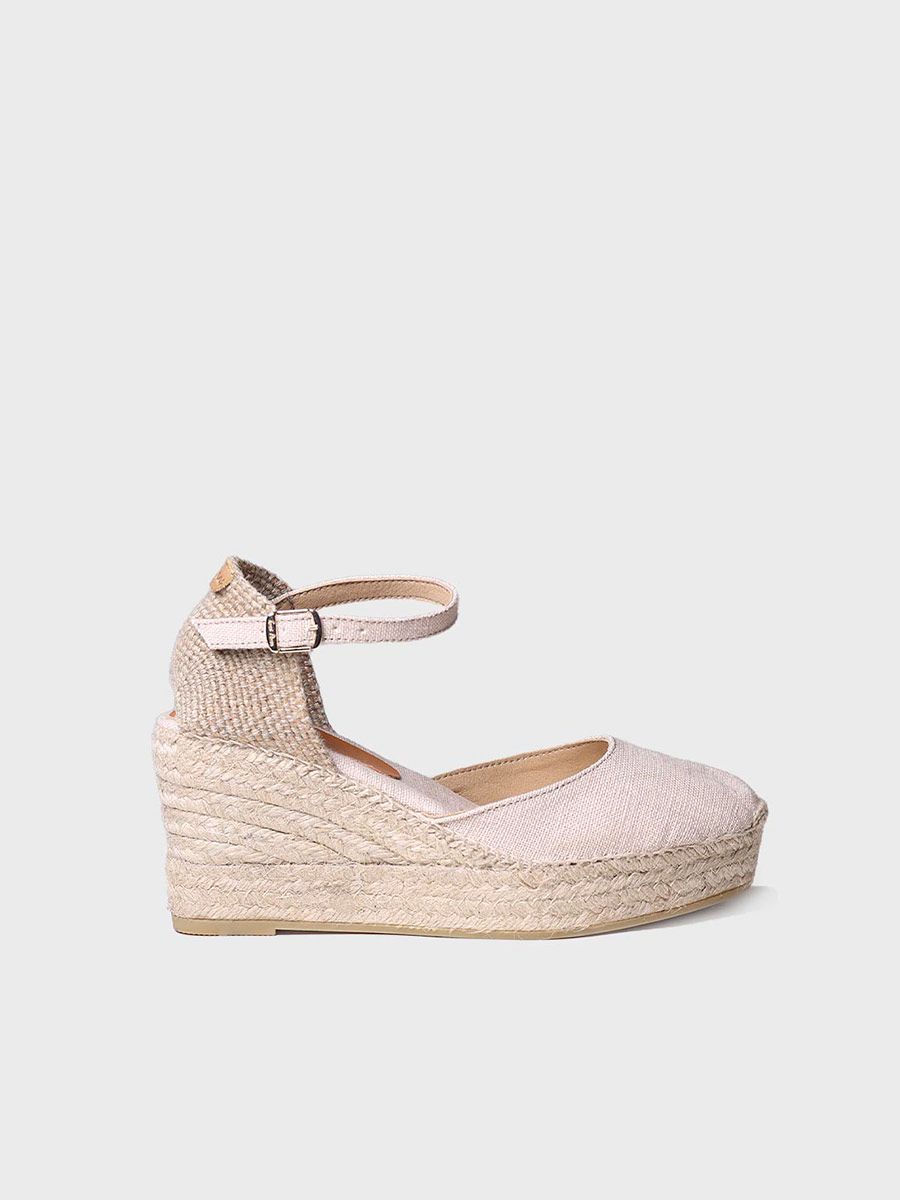 Vegan espadrille with wedge in Stone colour - LAIA-NT