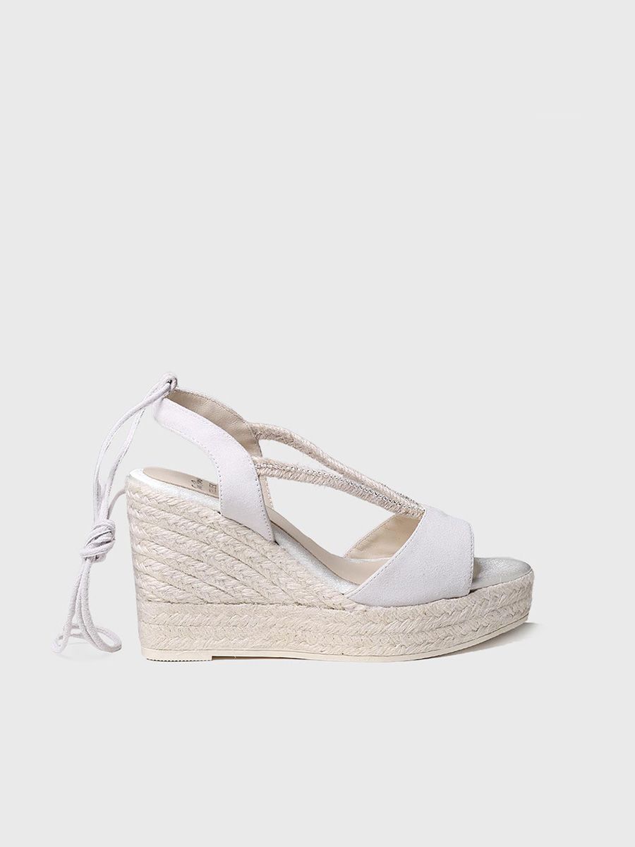 High wedge espadrilles for bride in White colour - MEGAN