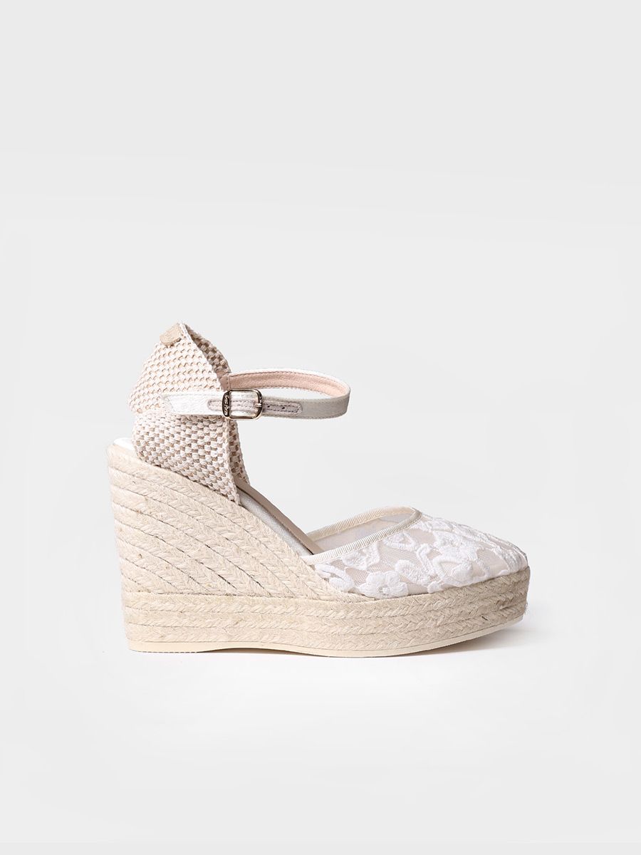 White espadrilles with wedge for bride - PAOLA