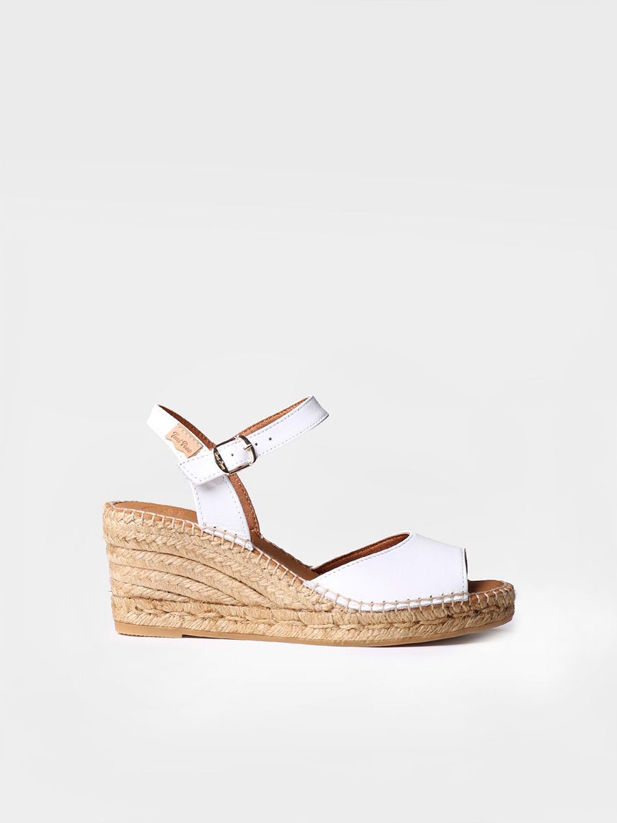 Wedge espadrilles with buckle in White colour - SIA-P
