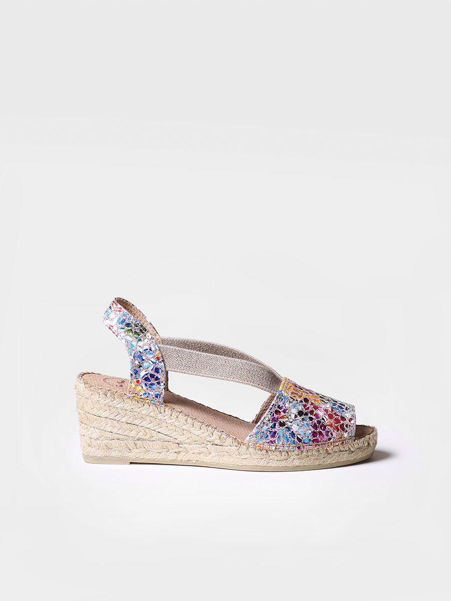 Slingback medium wedge espadrille in lether in Taupe colour - TEIDE-PM