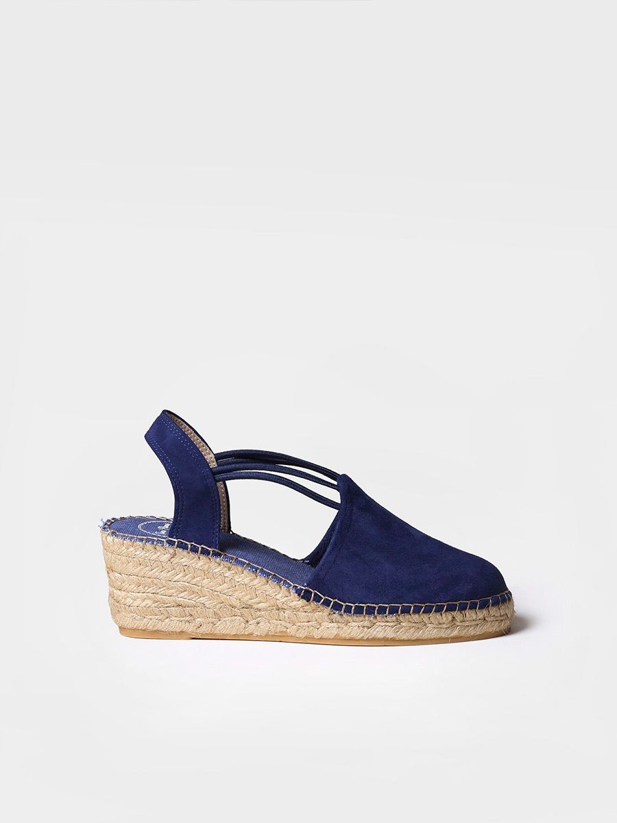 Wedge espadrilles in suede with straps in Navy colour - TREMP