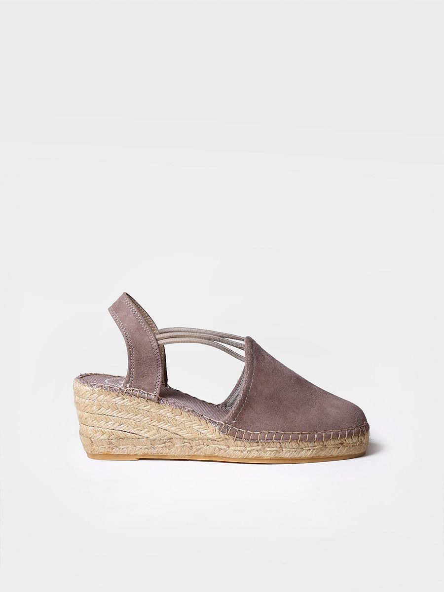 Wedge espadrilles in suede with straps in Taupe colour - TREMP