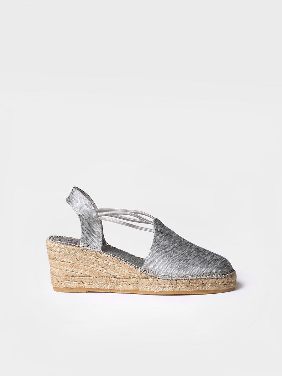 Wedge espadrilles with straps in silk in Silver colour - TURIA