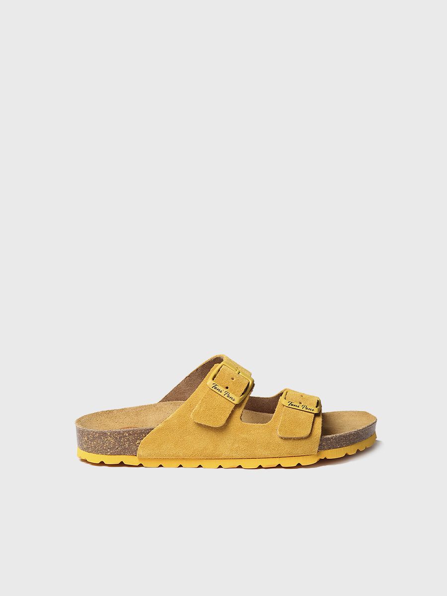 Women's sandal with double buckle in Yellow colour - GHANA-QT