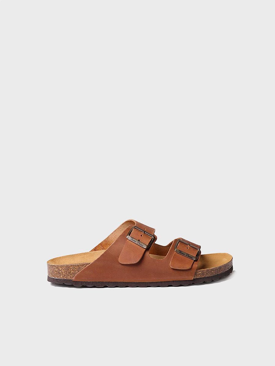 Men's sandal with buckle in Tan colour - GER-PE