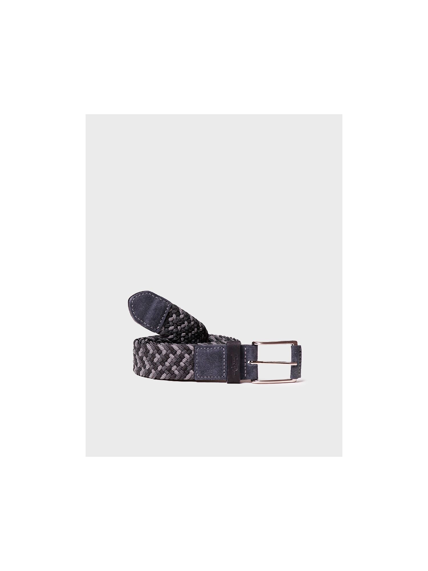 Men's gray fabric and leather belt - ERIC