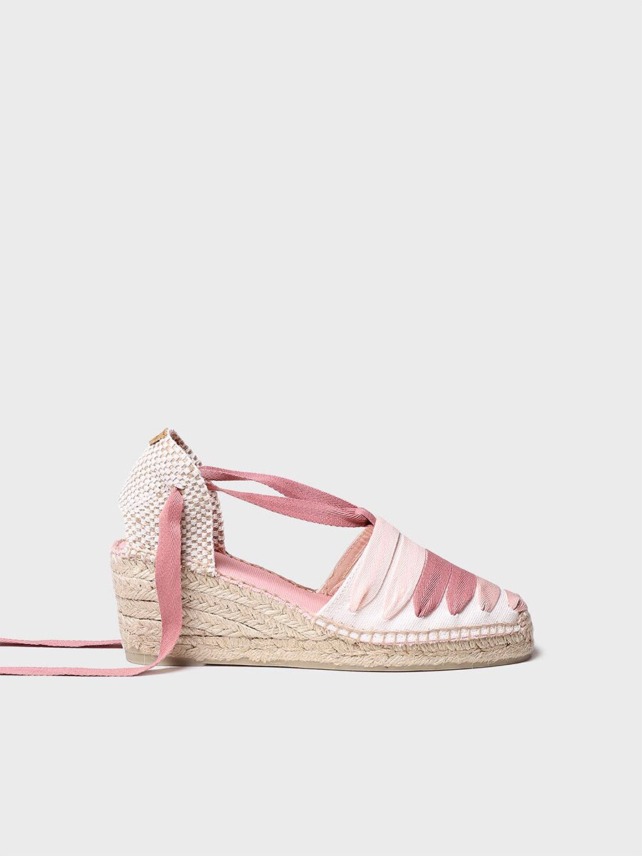 Wedge espadrilles with ribbons in Pink colour - VIOLA-CM