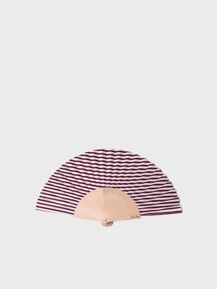 Striped fan in ecru and burgundy color - VENT-DD