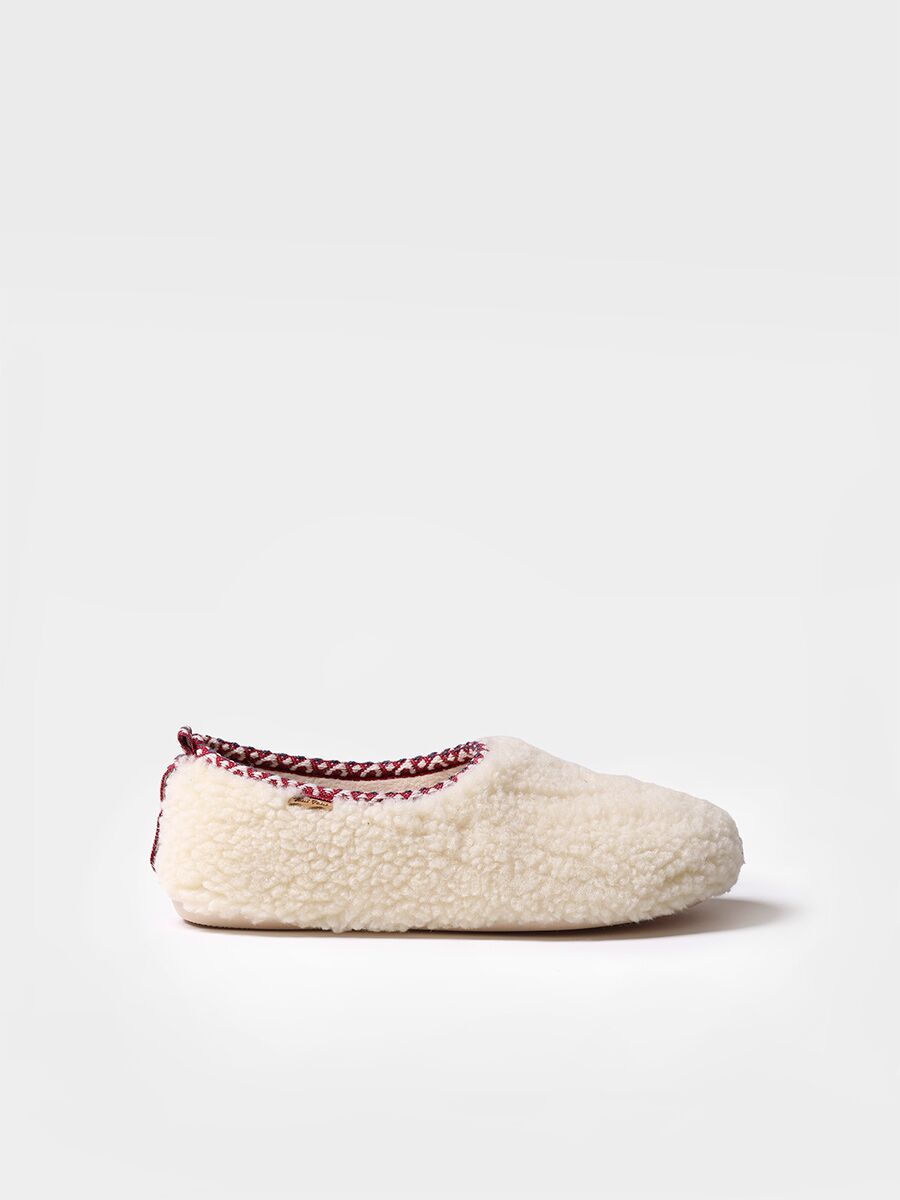 Women's Slipper-Style Shoe in Sheepskin in White - MARTA-SH