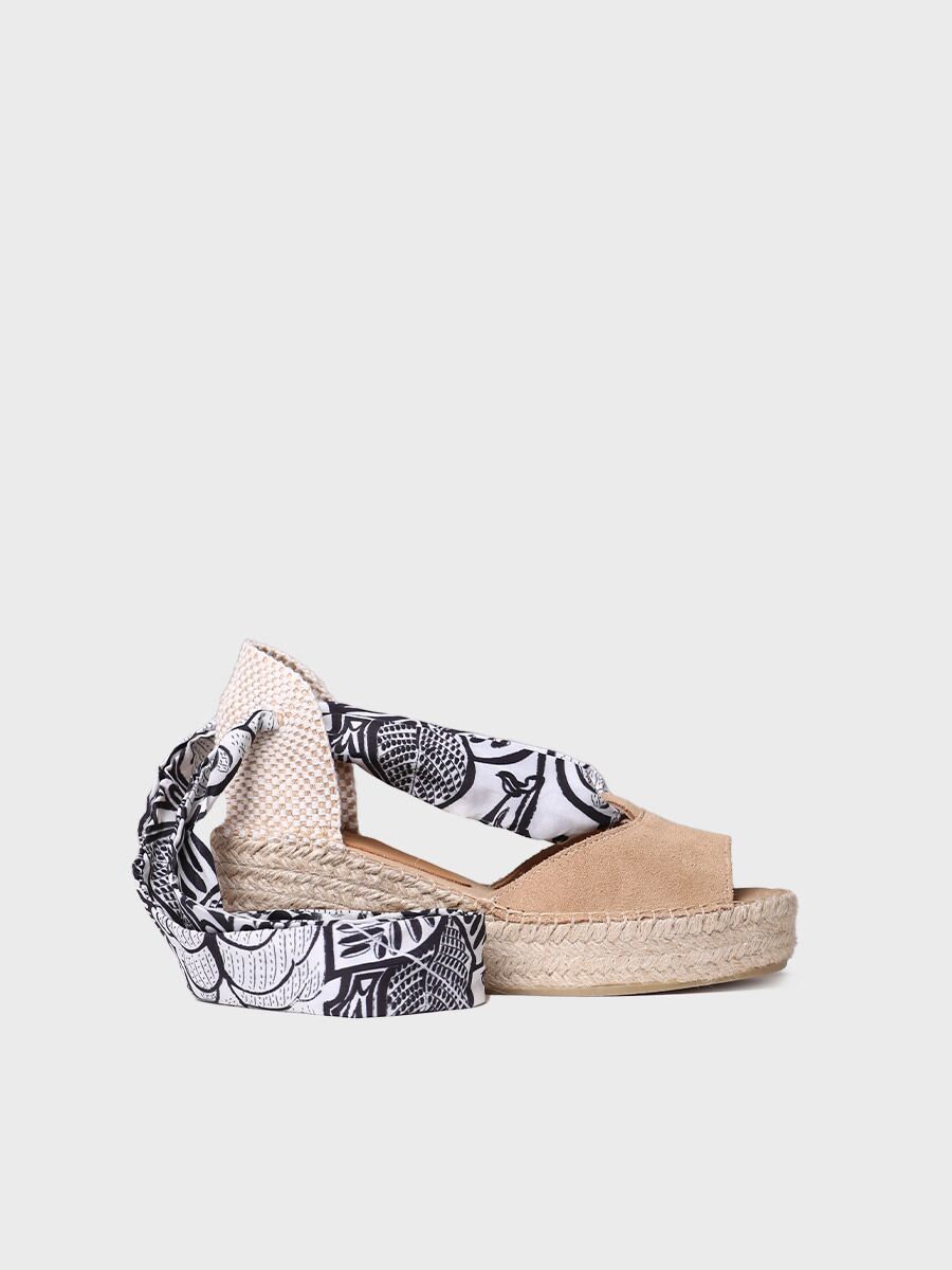 Women's espadrilles with printed ribbons - IRMA
