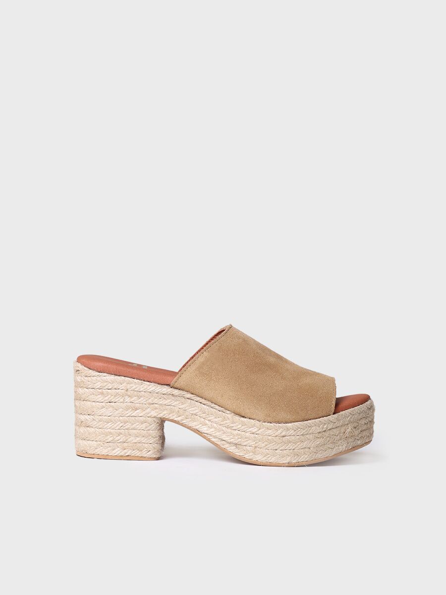 Leather flat espadrilles with wide heel - ANDREA
