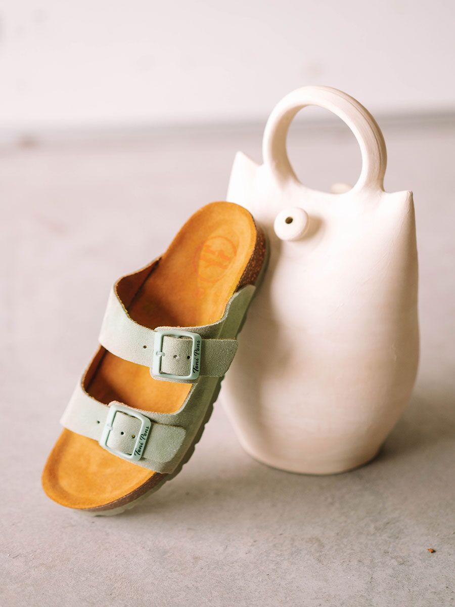 Women's sandal with double buckle - GHANA-QT