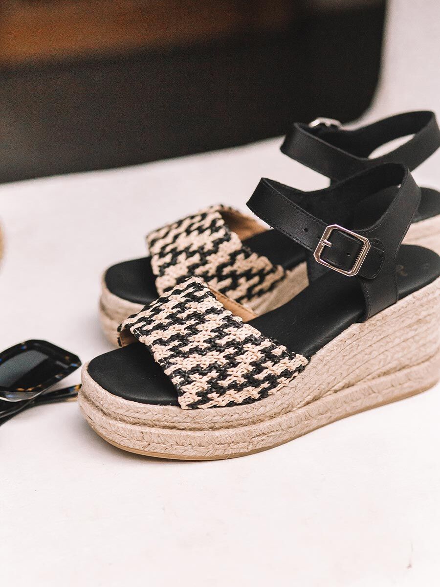Women's espadrilles in cotton with high wedge - HANNA