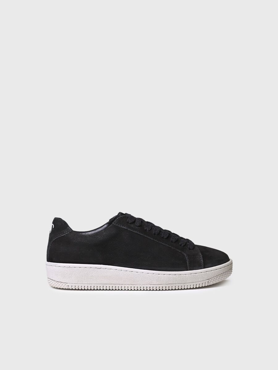 Women's leather trainers in black - AMELIA