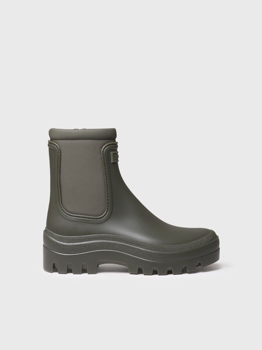 Women's rain boots with neoprene in khaki - CASCAIS