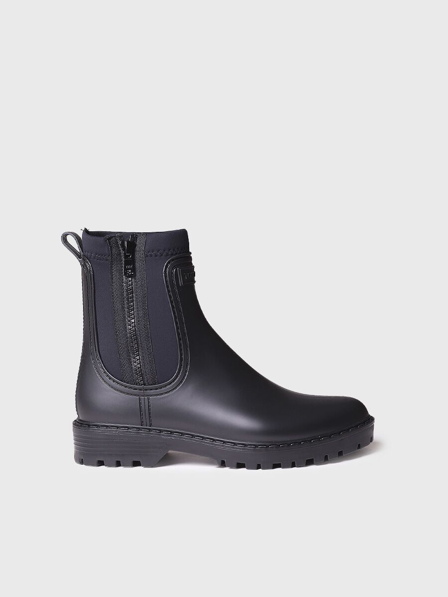 Bottines de pluie pour femme en néoprène et caoutchouc en noir - CLAIS